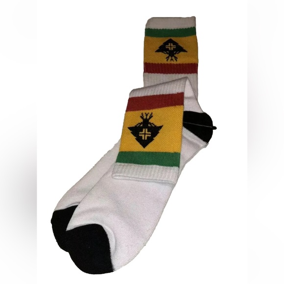 LRG Lifted Research Group Crew Socks 1 Pair Men 6.5-12 White Red Black Tree Logo - Picture 6 of 9